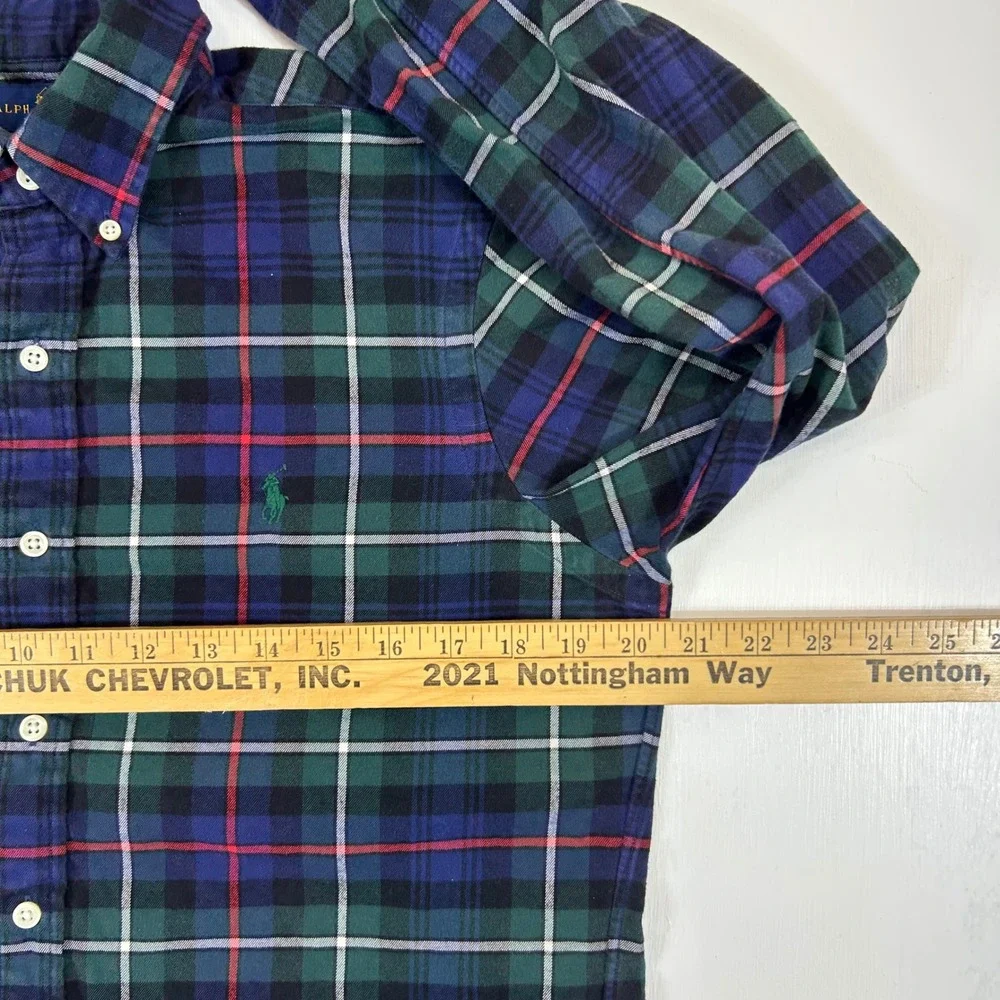 Polo Ralph Lauren Mens Classic Fit Performance Plaid Button Down Shirt Green S